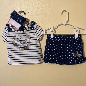 NWOT Navy and White Striped and Polka Dot Toddler Outfit